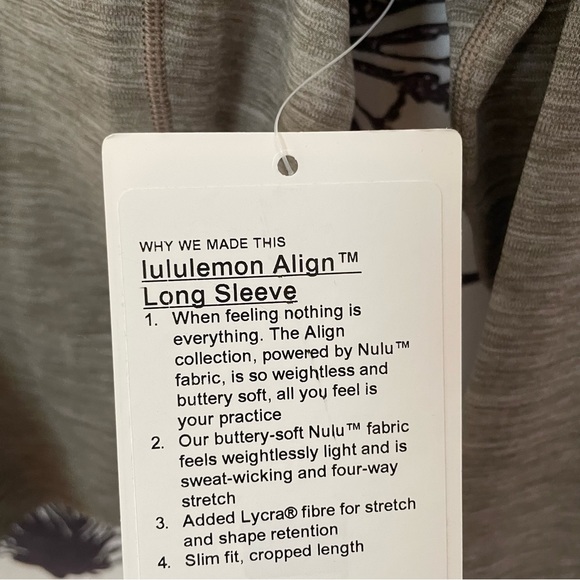 • FIRM PRICE NWT LULULEMON ALIGN LONG SLEEVE HEATHERED ROVER GREEN SIZE 10 - Picture 3 of 7